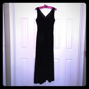 Black velvet open back gown